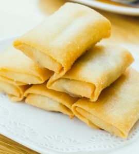 several tofu martabak (martabak tahu) served on a small plate