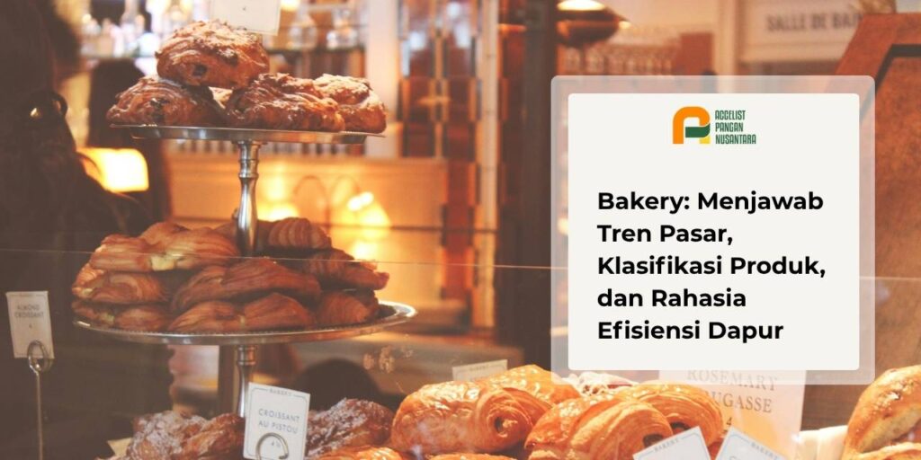 Berbagai jenis bakery yang dipajang di etalase toko roti.
