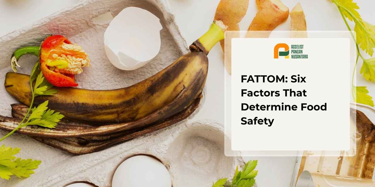 Illustration of FATTOM factors featuring an overripe banana, eggshells, and vegetable scraps, highlighting the potential spoilage of food materials.