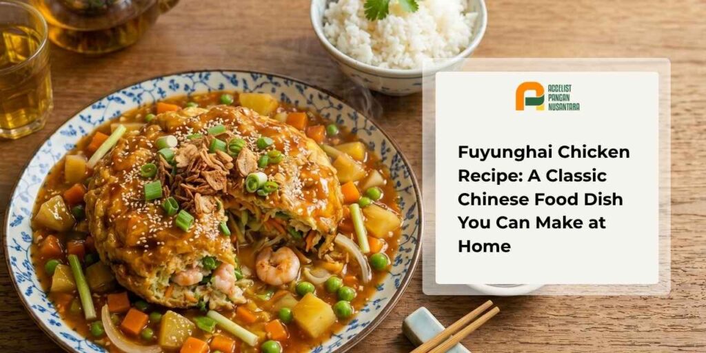 Chicken fuyunghai with sweet and sour sauce Chinese food style
