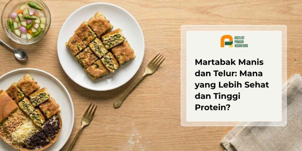 martabak manis dan telur tersaji di atas meja
