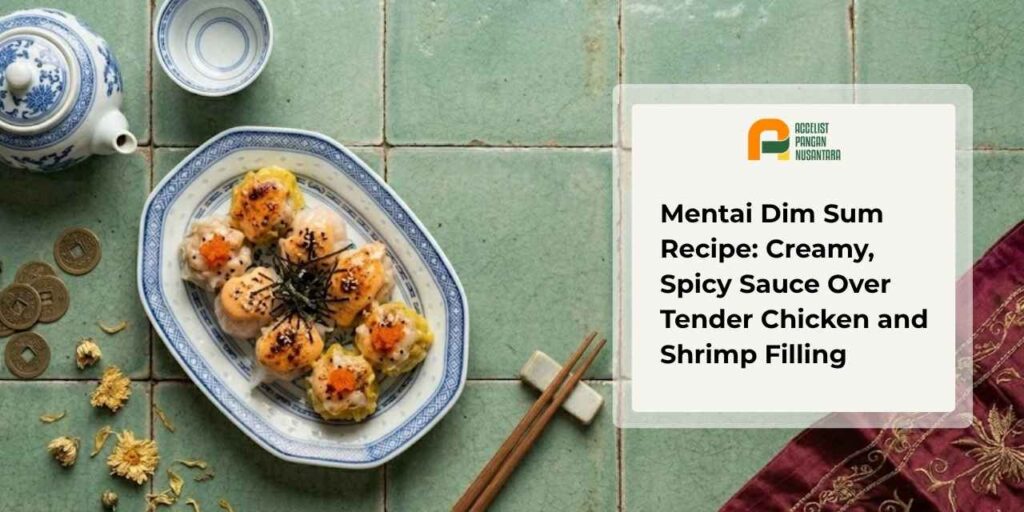 Chicken and shrimp dim sum with mentai sauce