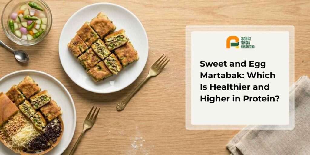 Sweet martabak and eggs are served on the table