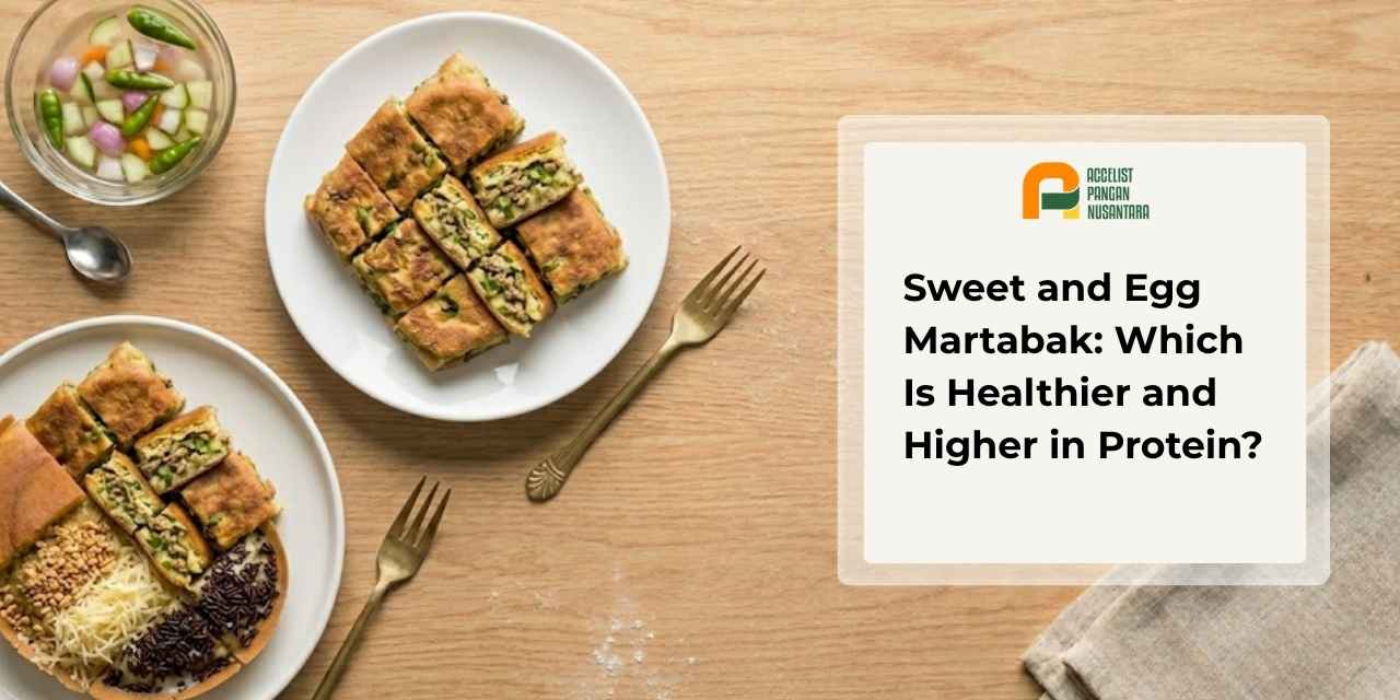 Sweet martabak and eggs are served on the table