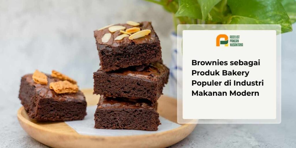 Potongan brownies cokelat sebagai produk bakery populer di Indonesia