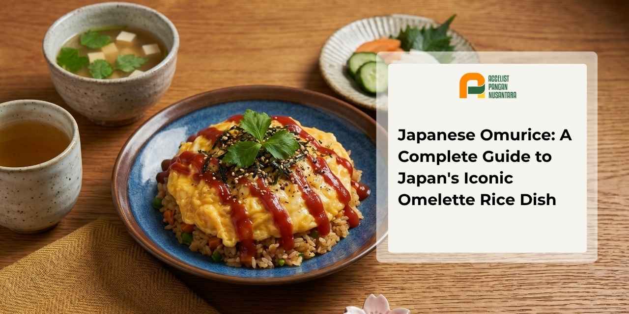 Japanese omurice with a soft omelette draped over ketchup fried rice