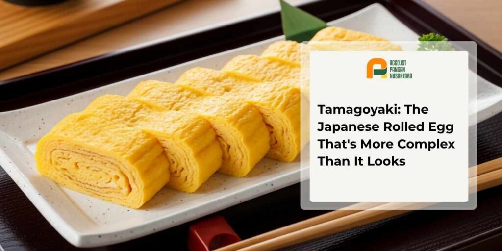 Tamagoyaki, a Japanese rolled omelet, neatly sliced and served on a white plate