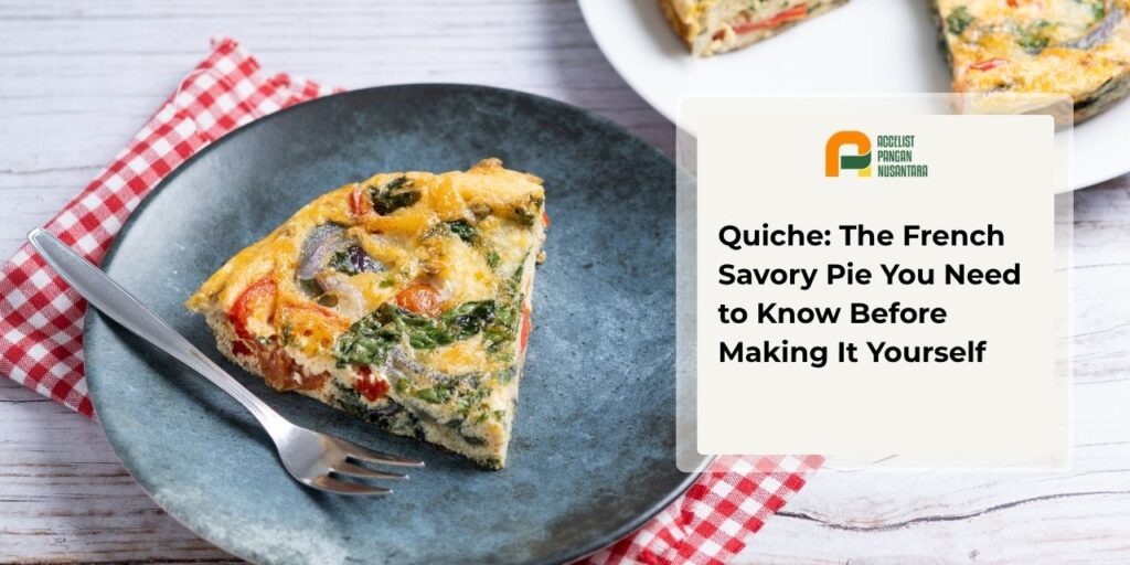 A slice of quiche with a smooth, silky custard texture on a serving plate