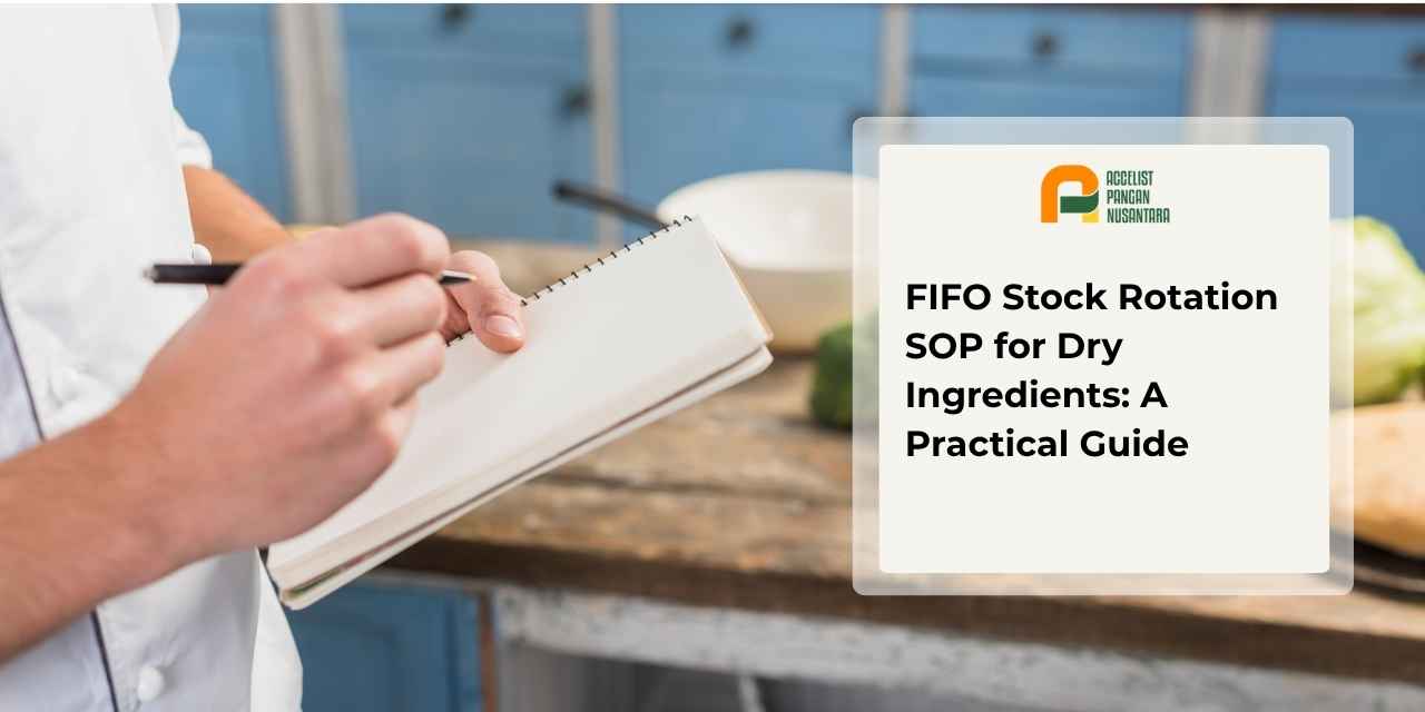 FIFO stock rotation SOP for dry ingredients on a warehouse shelf