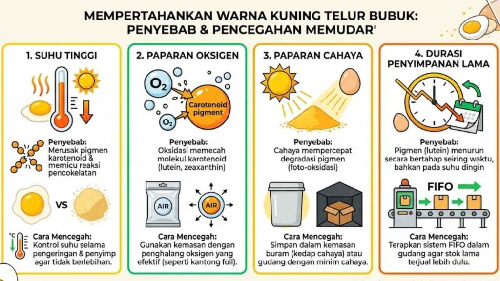 Faktor yang Menyebabkan Warna Kuning Telur Bubuk Memudar dan Cara Mencegahnya