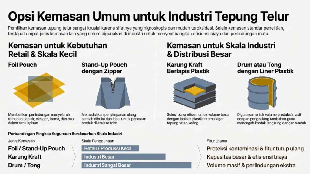 Infografis Jenis Kemasan Lain yang Umum Digunakan untuk Tepung Telur