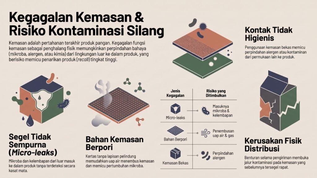 Infografis Jenis Kegagalan Kemasan yang Berisiko Memicu Kontaminasi Silang