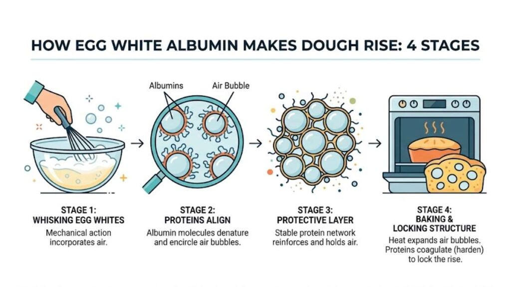 The Stages of Albumin Forming Batter's Rising Capacity